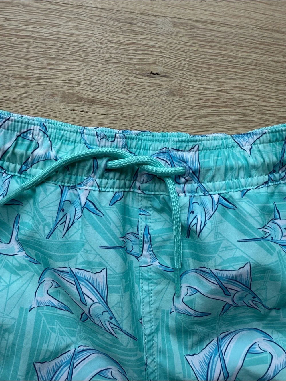 Vineyard Vines Kids Aqua Blue Marlin Swim Trunks